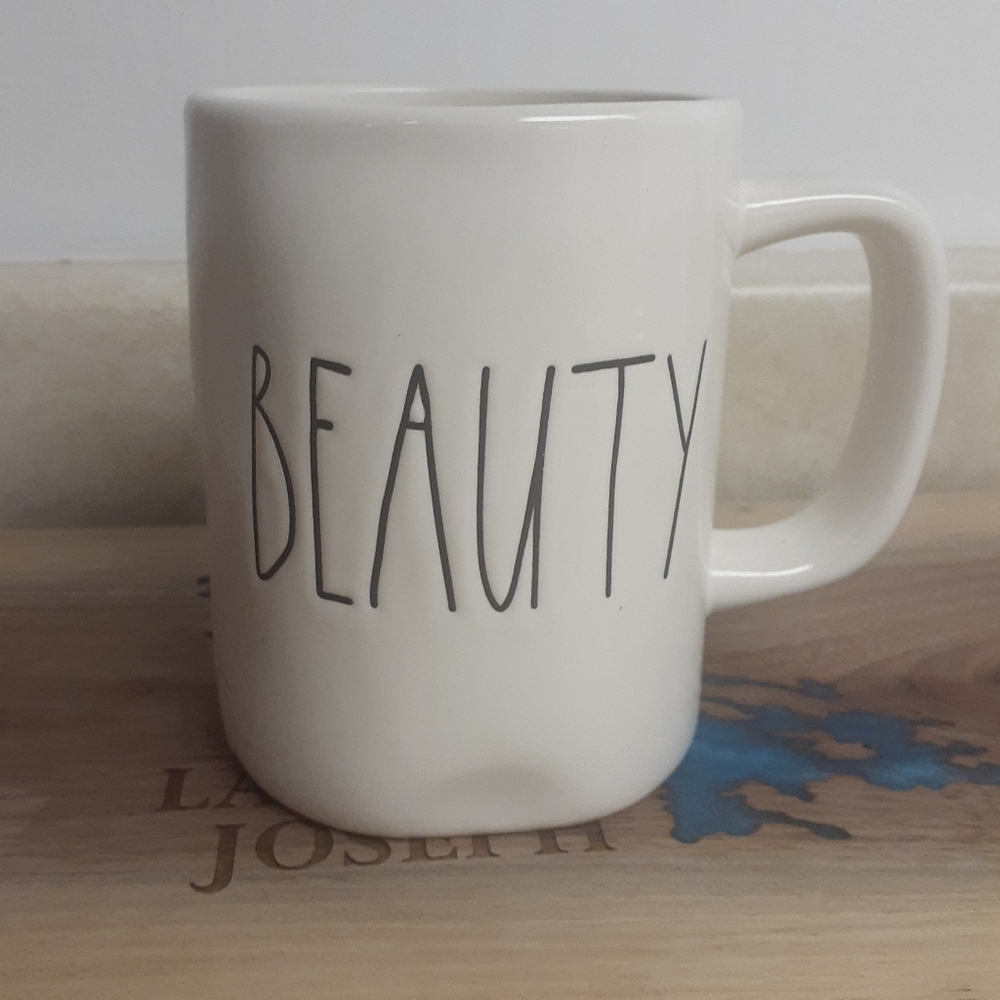 Rae Dunn Mug Coffee Cup Beauty Artisan Collection by Magenta White Single Sided